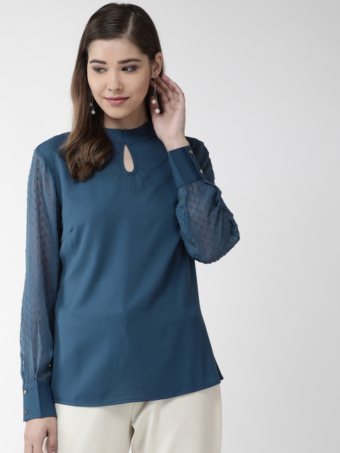 

plusS Women Teal Blue Solid Top