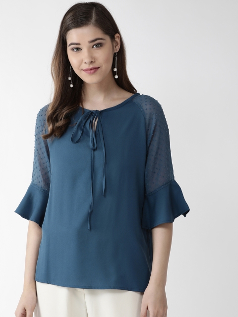 

plusS Women Teal Blue Solid Top