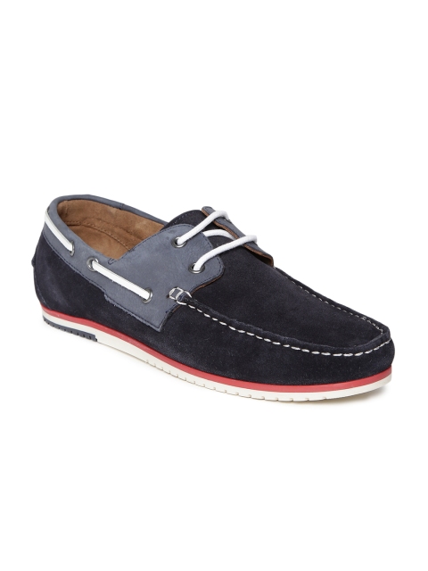 

Louis Philippe Men Navy Genuine Leather Boat Shoes, Navy blue