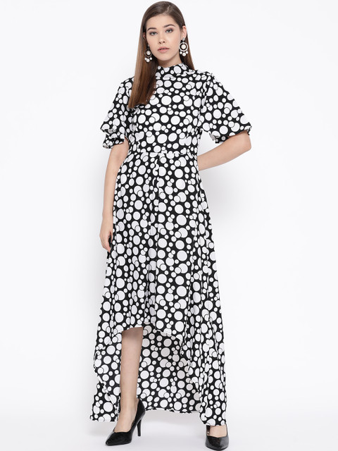 

Cottinfab Women Black & White Printed Maxi Dress