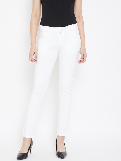 

urSense Women White Regular Fit Solid Regular Trousers