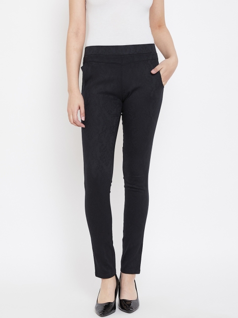

urSense Women Black Self Design Slim Fit Jeggings