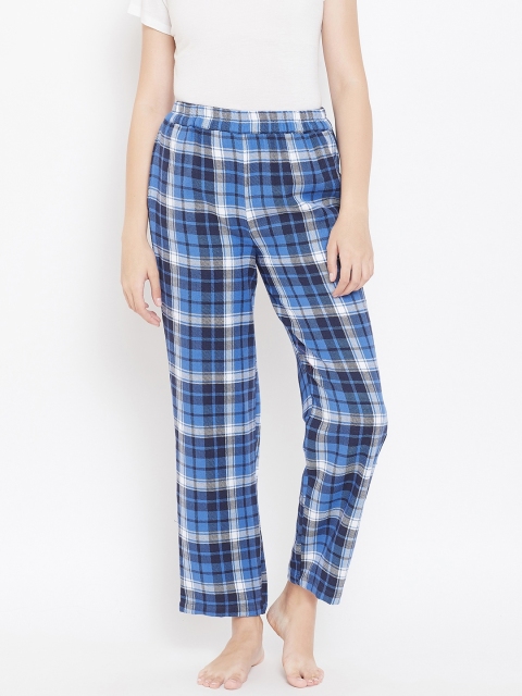 

9teenAGAIN Women Blue & White Checked Lounge Pants