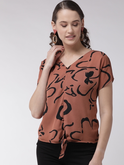 

MISH Women Brown & Black Printed Top