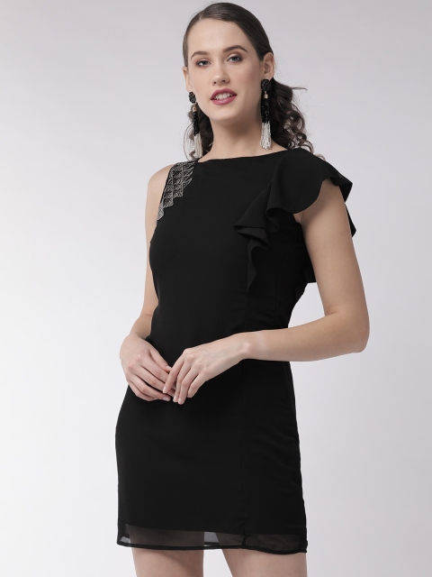 

MISH Women Black Beaded Detail Sheath Dress