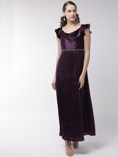 

MISH Women Purple Solid Satin Finish Maxi Dress