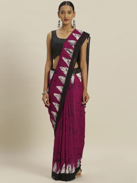 

Satrani Burgundy & Black Poly Georgette Printed Saree