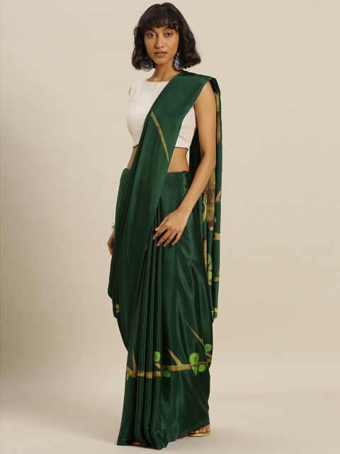 

Satrani Green Solid Poly Crepe Saree