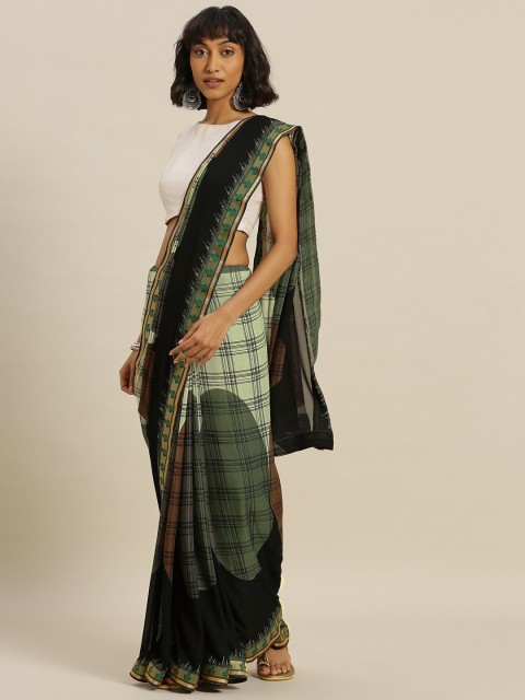

Satrani Green & Grey Poly Georgette Printed Saree