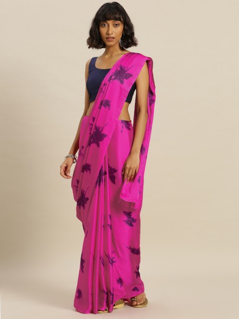 

Satrani Pink & Purple Poly Chiffon Printed Saree