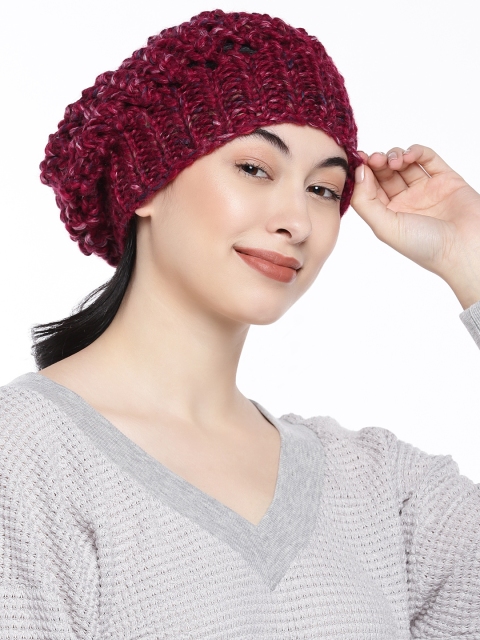 

Magic Needles Women Maroon Self Design Beanie