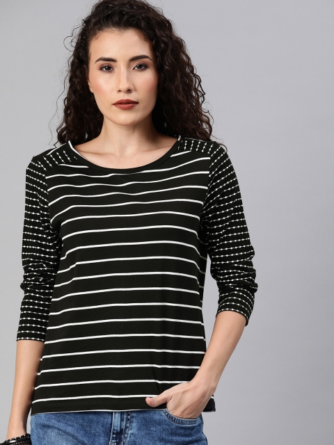 

Roadster Women Black and White Striped Top