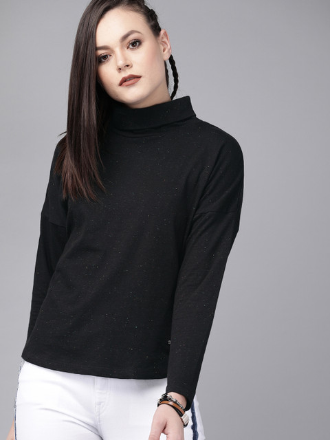 

Roadster Women Black Solid Top