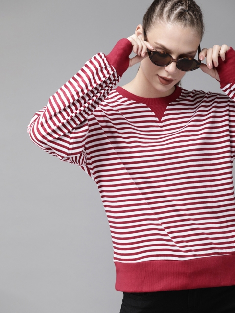 

Roadster Women Red & White Striped Top