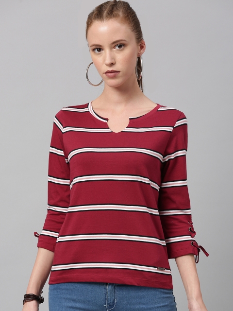 

Roadster Women Red & White Striped Top