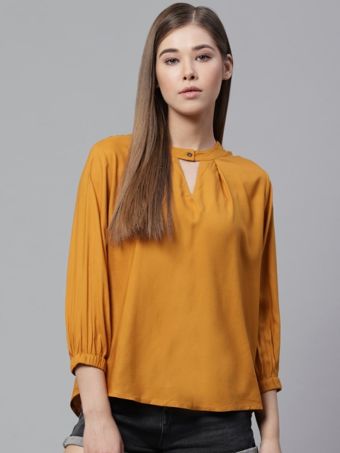

The Roadster Lifestyle Co Women Mustard Yellow Solid Sustainable Top