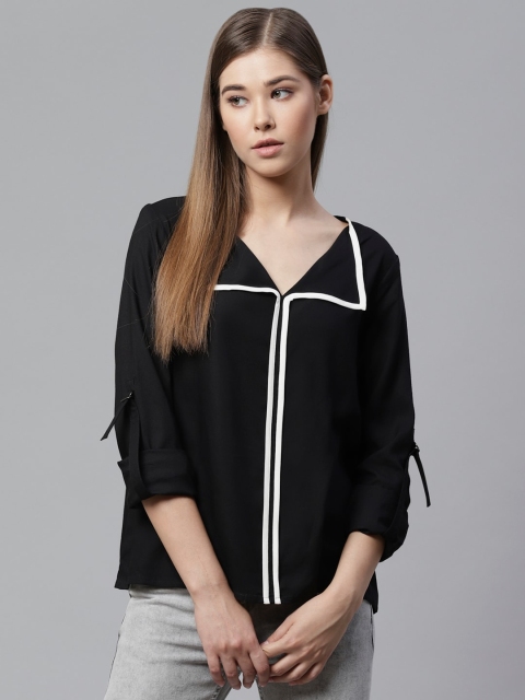 

The Roadster Lifestyle Co Women Black Solid Sustainable Top