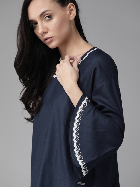 

Roadster ECOVERO Greenturn Women Navy Blue Solid Sustainable Top
