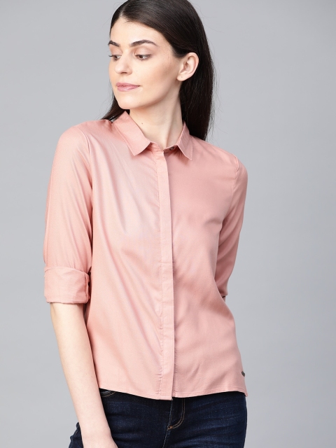 

The Roadster Lifestyle Co Women Dusty Pink Regular Fit Solid Casual Shirt