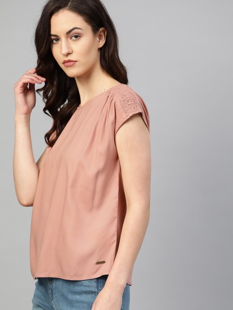 

The Roadster Lifestyle Co Sustainable ECOVERO Women Dusty Pink Solid Top