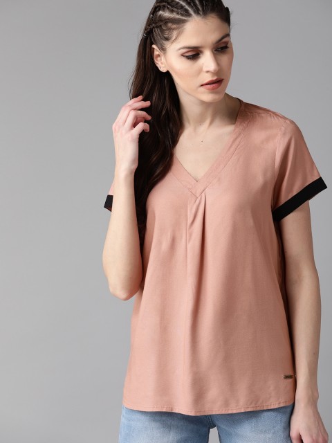 

Roadster Women Dusty Pink Solid Sustainable Top