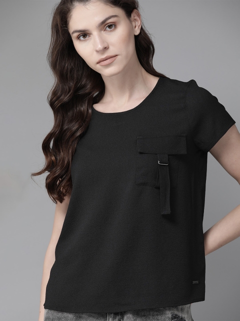 

The Roadster Lifestyle Co Women Black Solid Top