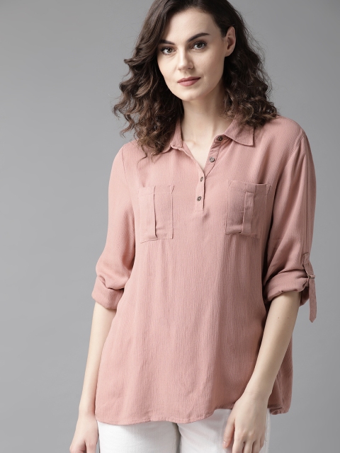 

The Roadster Lifestyle Co Sustainable ECOVERO Women Mauve Solid Shirt Style Top