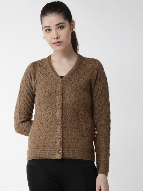 

Cayman Women Brown Self Design Cardigan Sweater