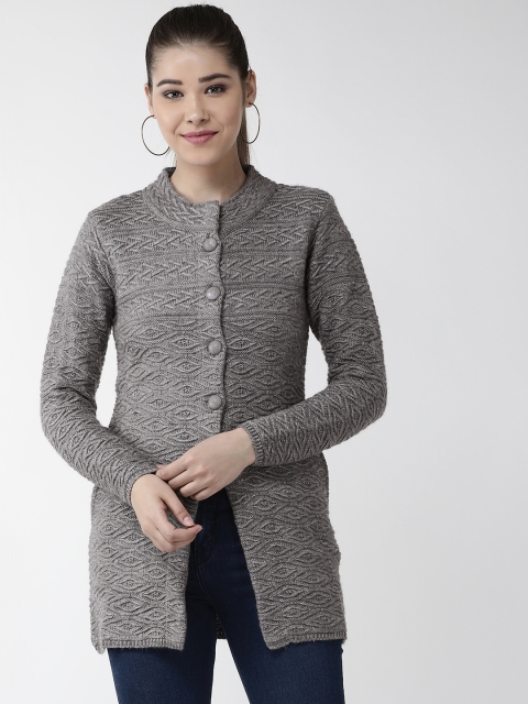 

Cayman Women Grey Self Design Cardigan Sweater