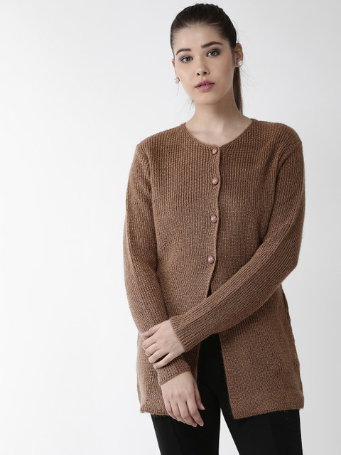 

Cayman Women Brown Ribbed Cardigan Sweater