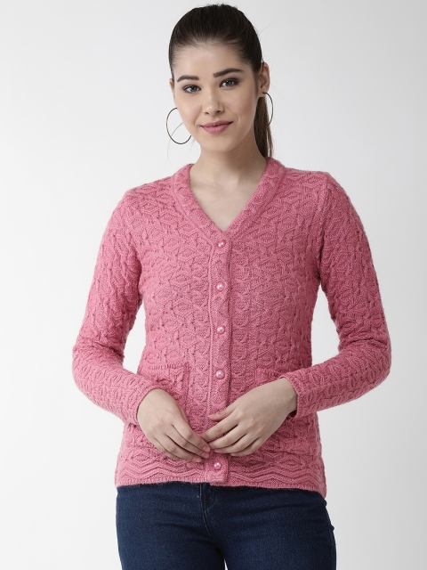 

Cayman Women Pink Self Design Cardigan Sweater