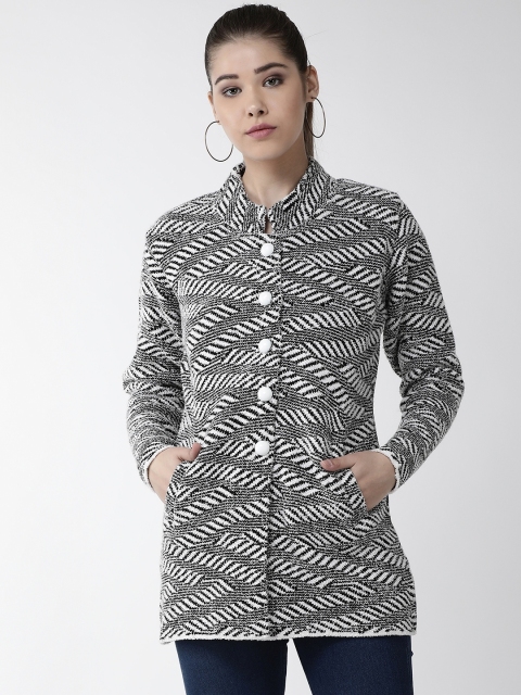 

Cayman Women Black Self Design Longline Woollen Cardigan