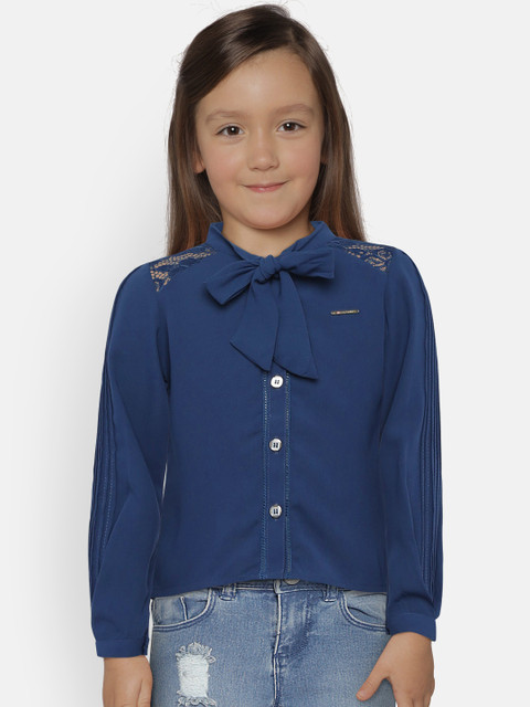 

Peppermint Girls Blue Solid Shirt Style Top
