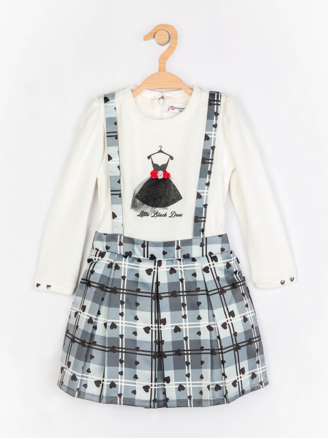 

Peppermint Girls Grey Printed A-Line Dress