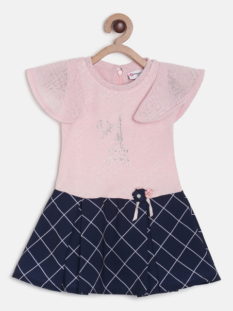 

Peppermint Girls Navy Blue Self Design A-Line Dress