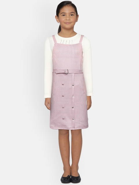 

Peppermint Girls Pink & White Checked A-Line Dress with Top