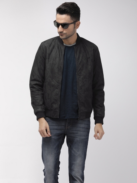 

Flying Machine Men Black Solid Bomber Jacket
