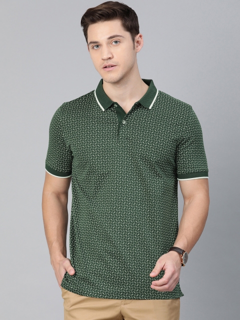 

Van Heusen Men Olive Green Printed Polo Collar T-shirt