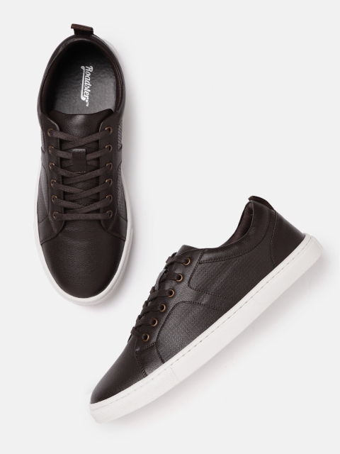 

Roadster Men Coffee Brown Solid Sneakers with Textured Detail