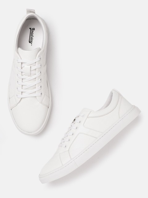 

Roadster Men White Solid Sneakers with Textured Detail
