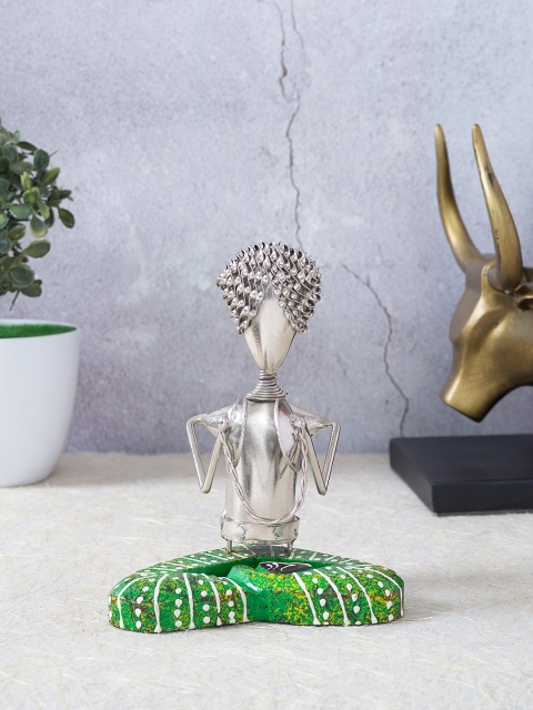 

Golden Peacock Green & Silver-Toned Iron Handcrafted Mucisians Showpieces