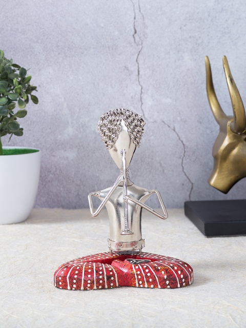 

Golden Peacock Red & Silver-Toned Iron Handcrafted Mucisians Showpieces