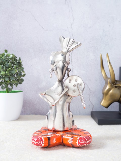 

Golden Peacock Silver-Toned & Orange Iron Handcrafted Musicians Showpieces