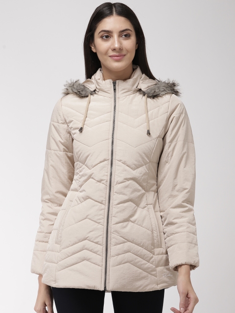 

Fort Collins Women Off-White Solid Hooded Parka Jacket