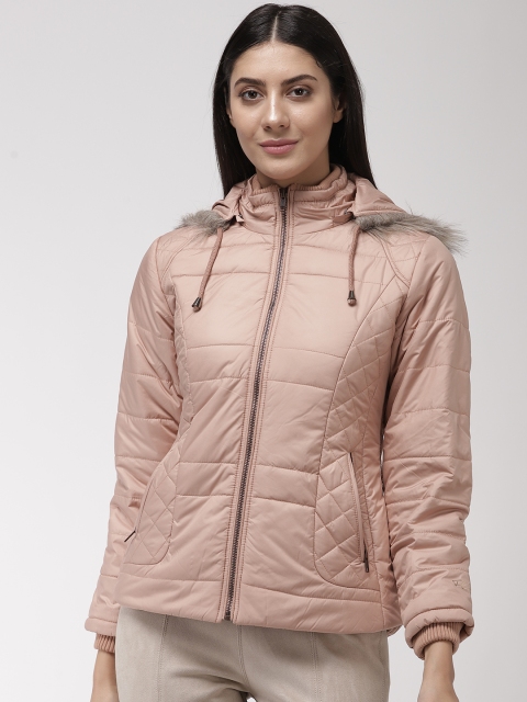 

Fort Collins Women Peach-Coloured Solid Hooded Parka Jacket