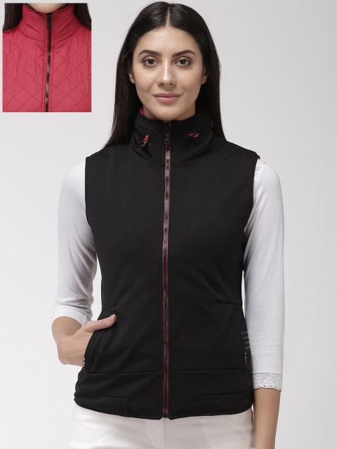 

Fort Collins Women Black & Red Solid Reversible Sleeveless Padded Jacket