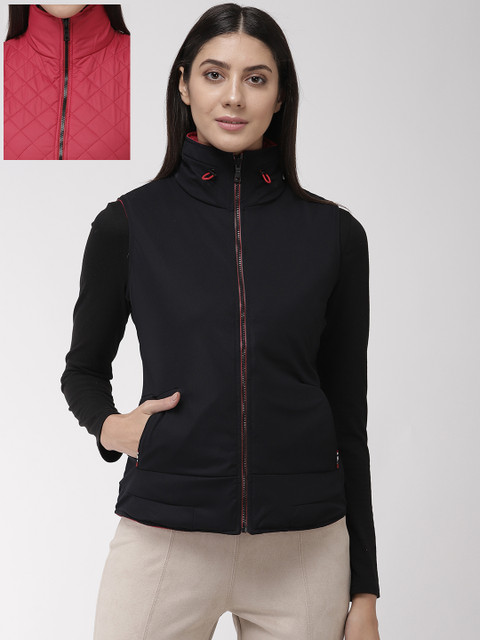 

Fort Collins Women Navy & Red Solid Reversible Sleeveless Padded Jacket, Navy blue