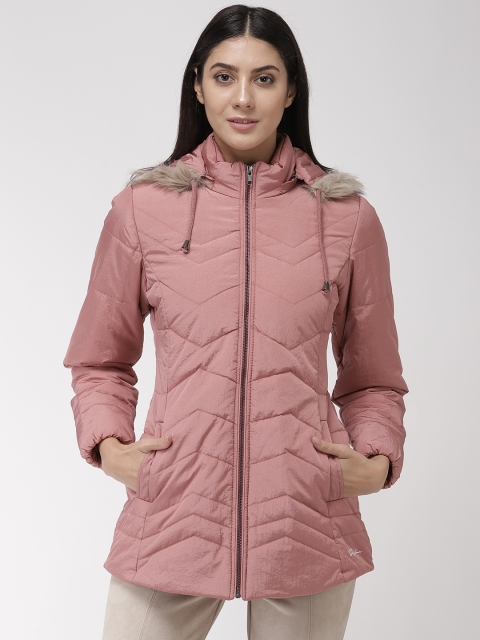 

Fort Collins Women Dusty Pink Solid Parka Jacket with Detachable Hood