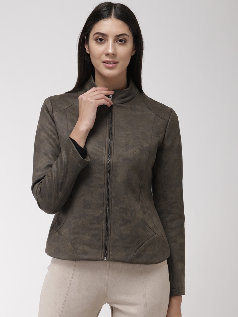 

Fort Collins Women Olive Green Printed Tailored Jacket