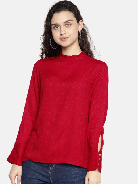 

AND Women Red Self Design Top